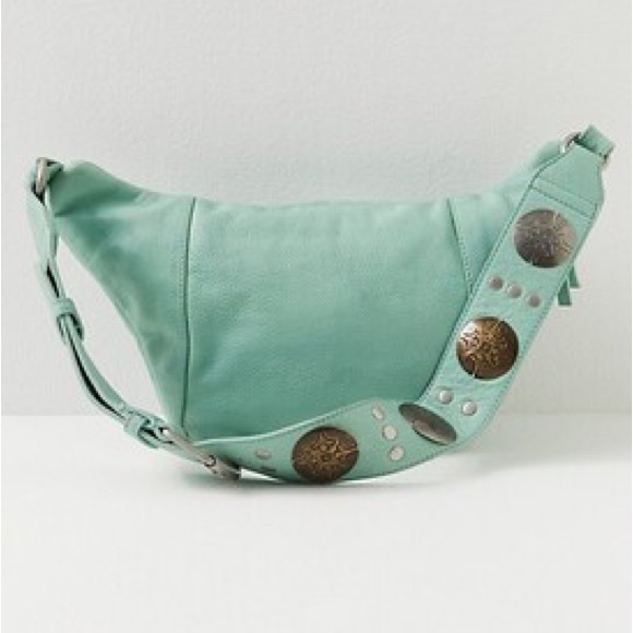 FREE PEOPLE Wilder Embellished Sling Bag NWOT in light green $98 - Picture 13 of 14